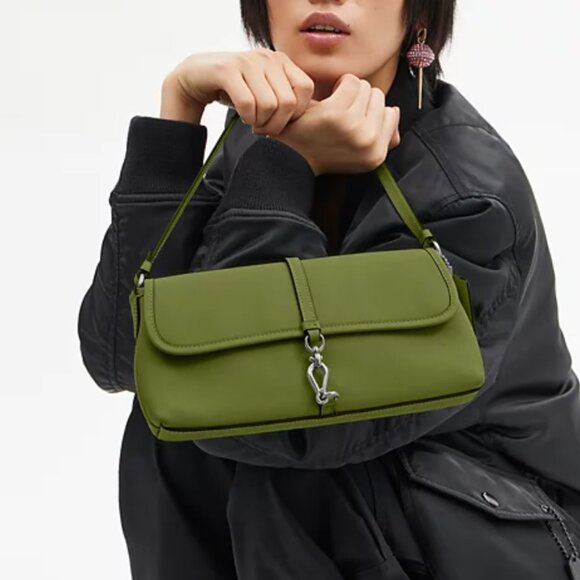 Coach Hamptons Leather Bag Dark Lime - Picture 3 of 7